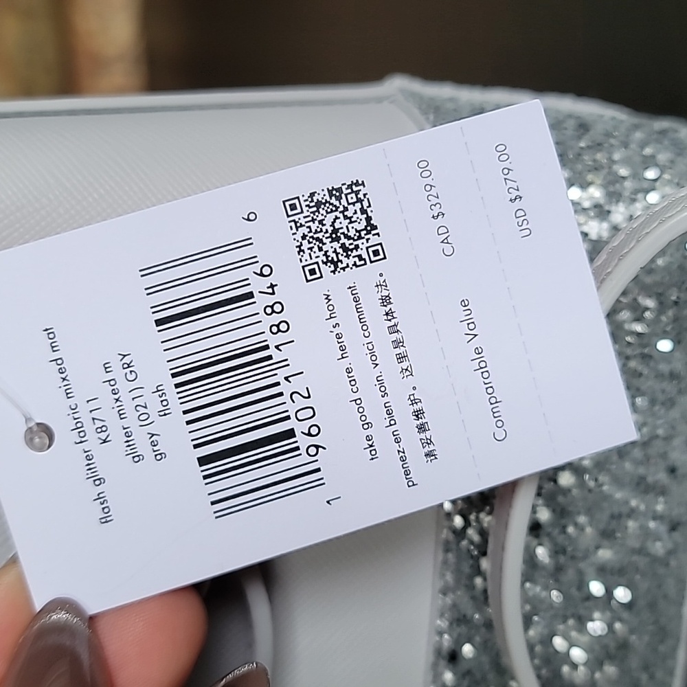 NWT Kate Spade Glitter Crossbody Flash Light Grey Silver - Picture 9 of 13